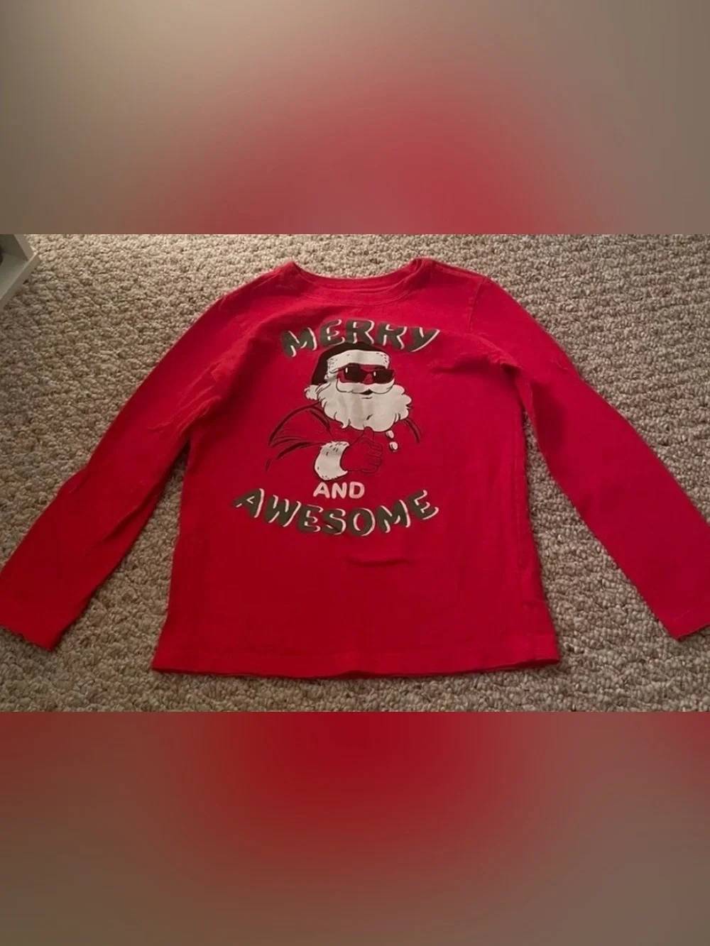 Carter’s Kid’s Long-Sleeve Red 'Merry and Awesome' Santa Graphic Tee
